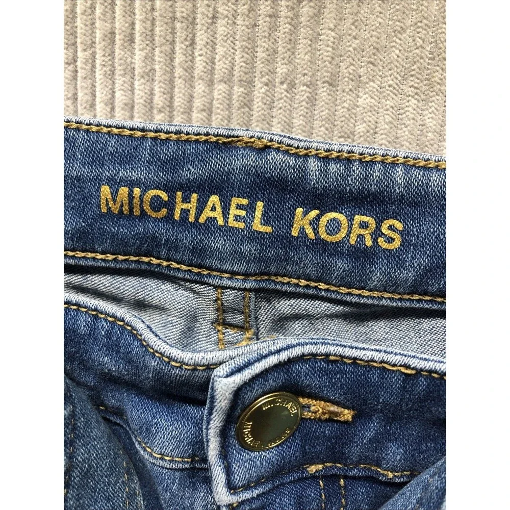 Michael Kors Selma Straight Jeans Size 8 Denim Belt Tie